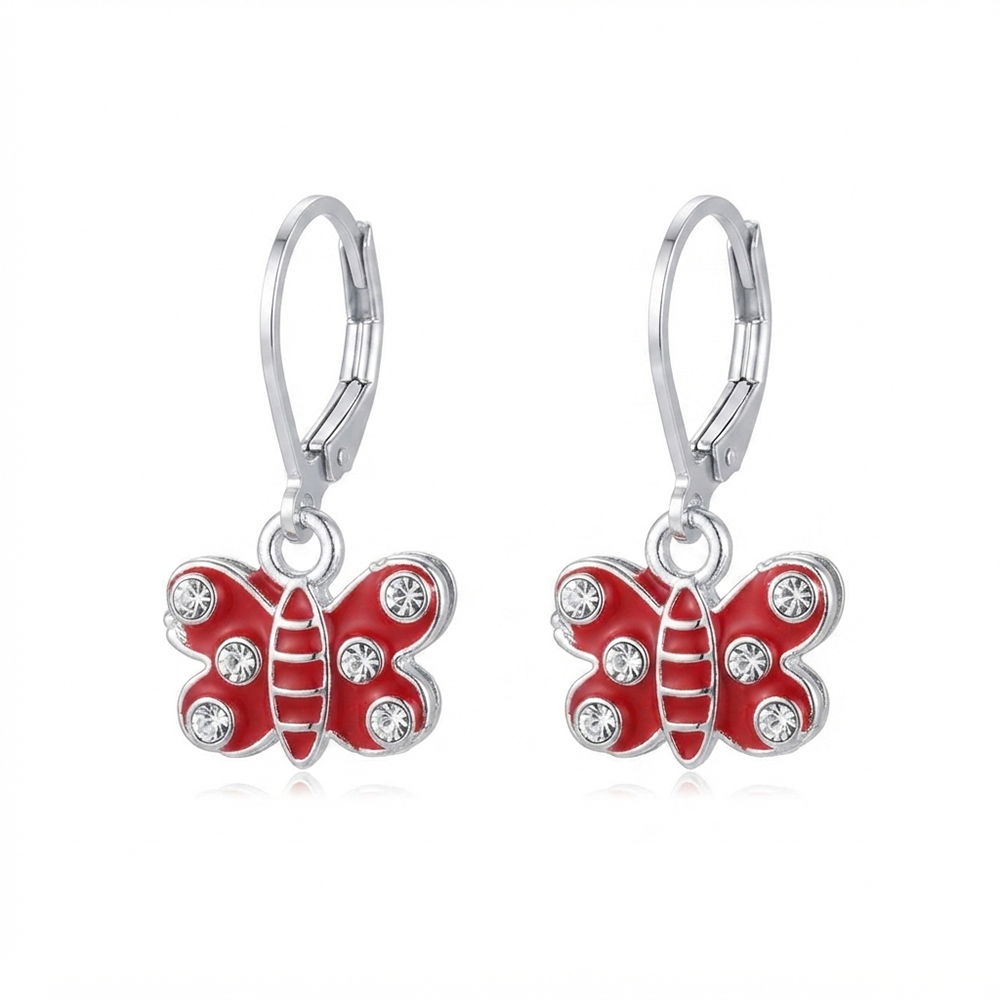 The99Jewel Trendy Silver Plated Austrian Stone Butterfly Shape Hoop Earrings for Women
