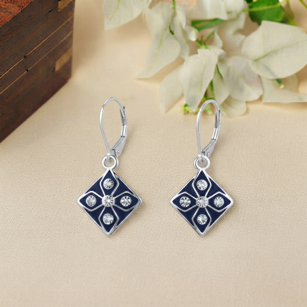 The99Jewel Stylish Wear Austrian Stone Square Shape Hoop Earrings