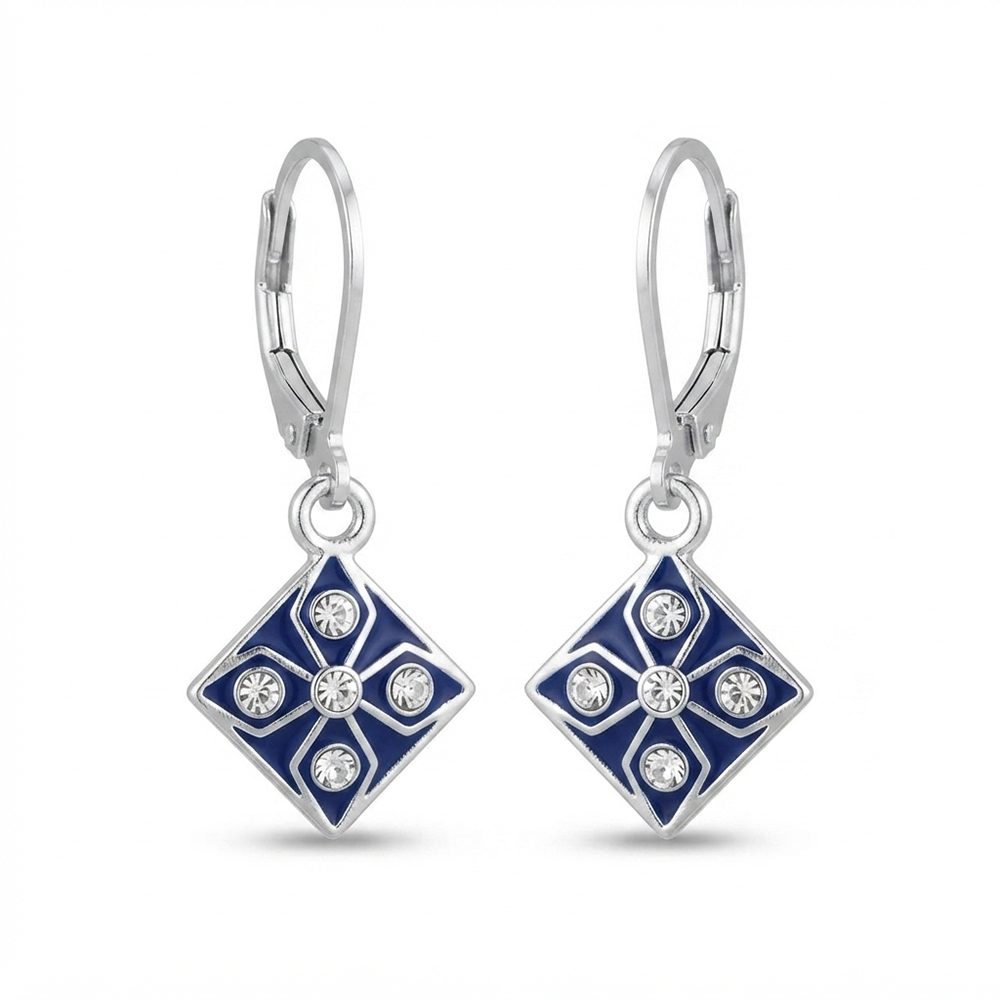 The99Jewel Stylish Wear Silver Plated Austrian Stone Square Shape Hoop Earrings