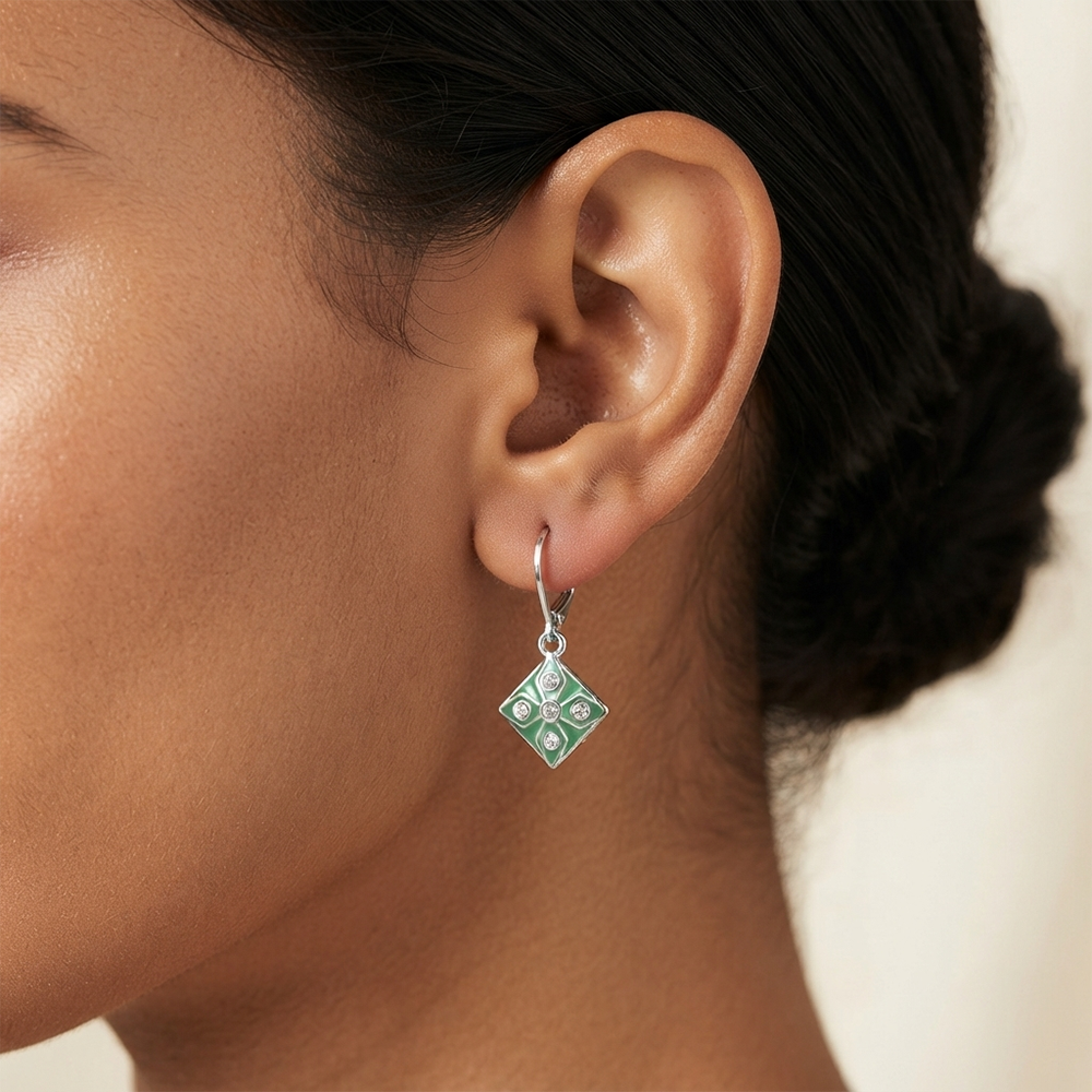 The99Jewel Stylish Wear Silver Plated Austrian Stone Square Shape Hoop Earrings