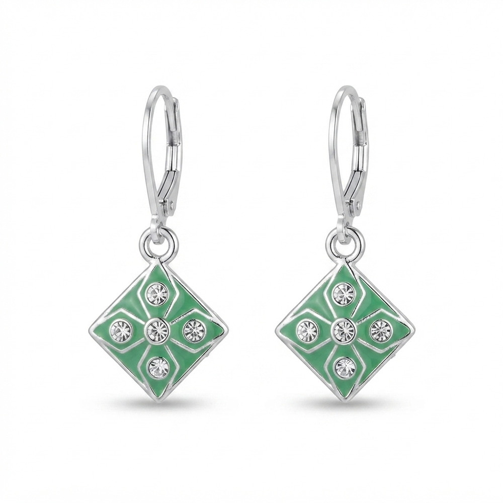 The99Jewel Stylish Wear Silver Plated Austrian Stone Square Shape Hoop Earrings