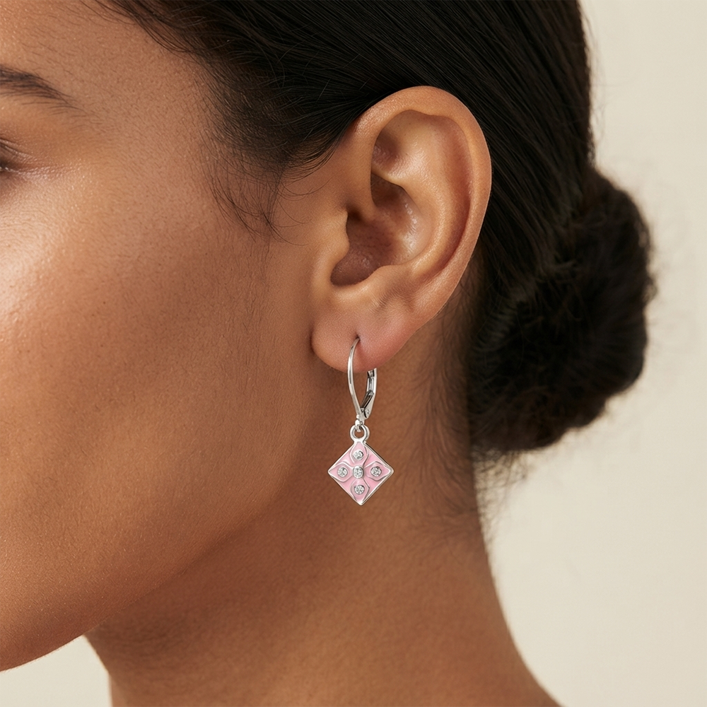 The99Jewel Stylish Wear Austrian Stone Square Shape Hoop Earrings