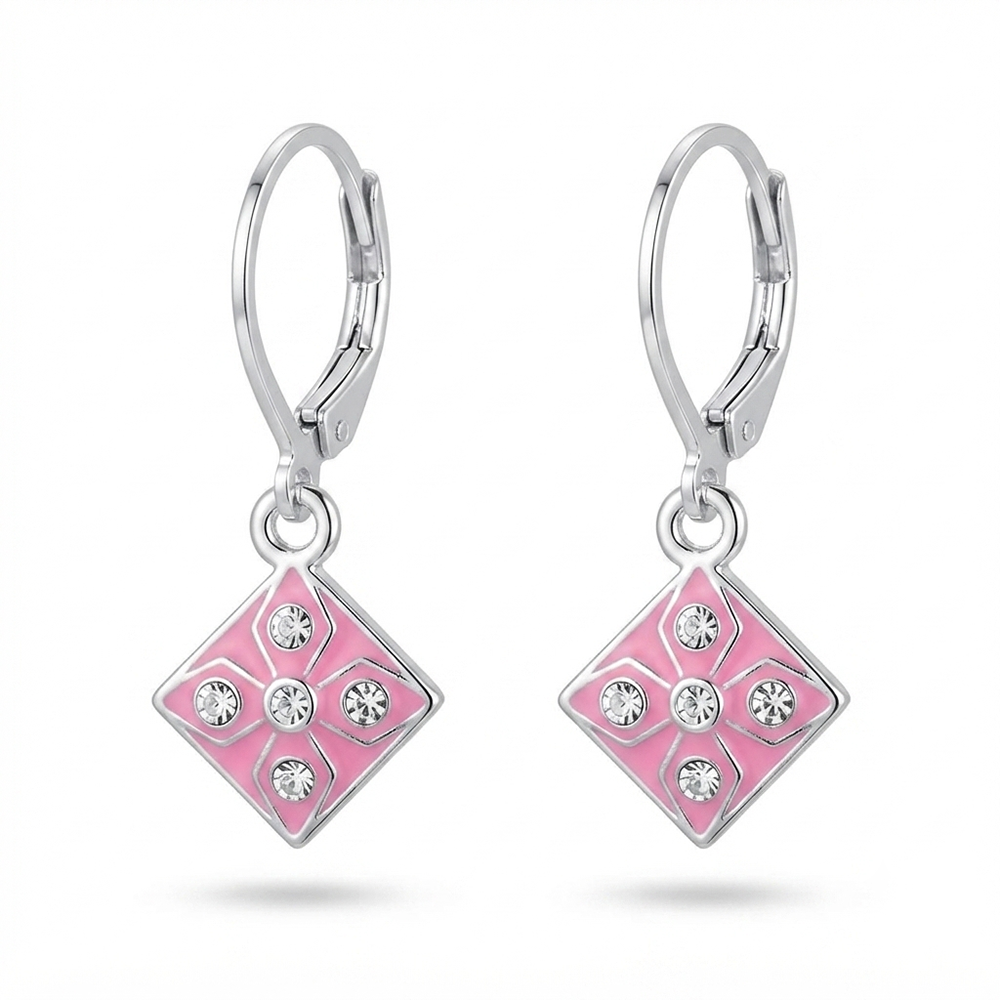 The99Jewel Stylish Wear Silver Plated Austrian Stone Square Shape Hoop Earrings
