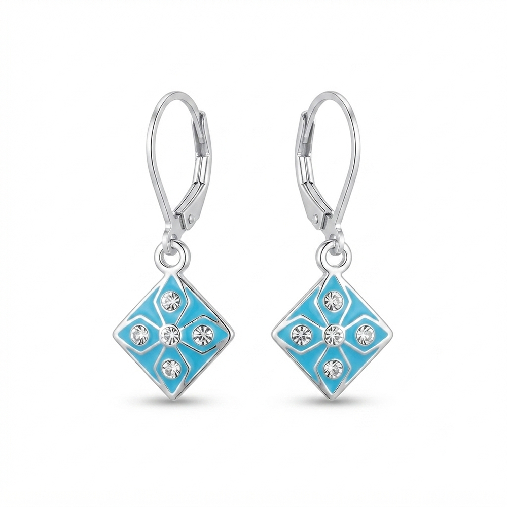 The99Jewel Stylish Wear Silver Plated Austrian Stone Square Shape Hoop Earrings