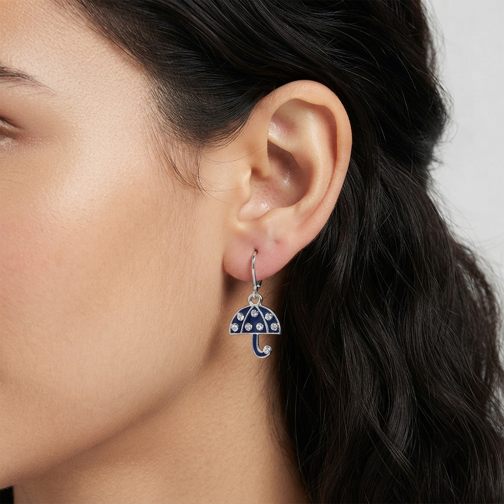 The99Jewel Elegant Jewellery Silver Plated Austrian Stone Umbrella Shape Earrings