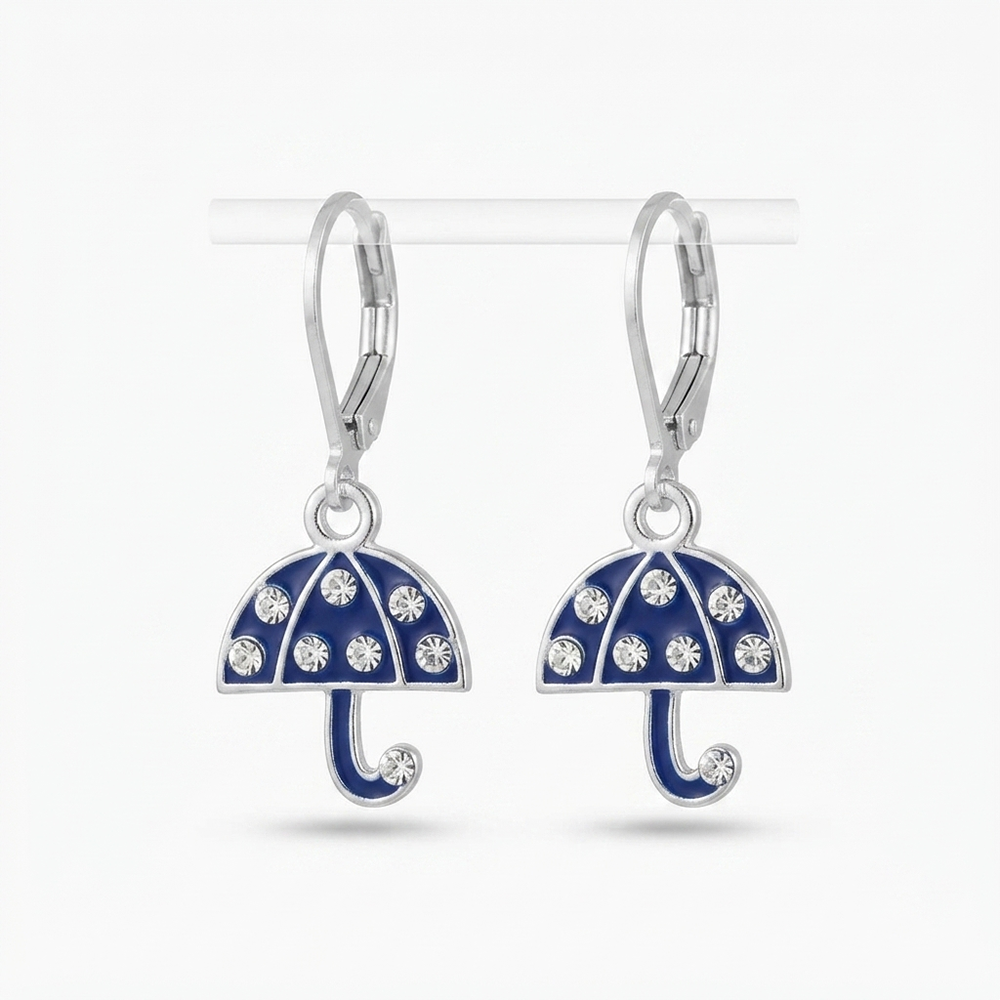 The99Jewel Elegant Jewellery Silver Plated Austrian Stone Umbrella Shape Earrings