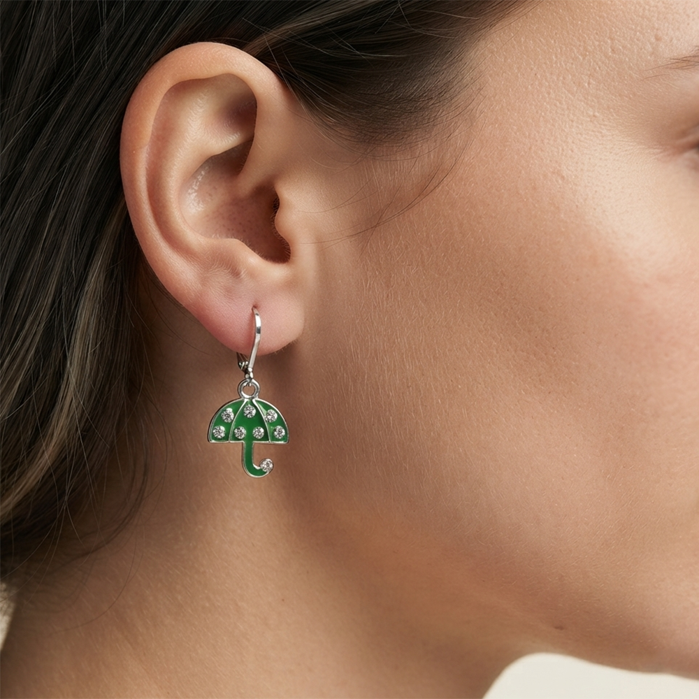 The99Jewel Elegant Jewellery Silver Plated Austrian Stone Umbrella Shape Earrings