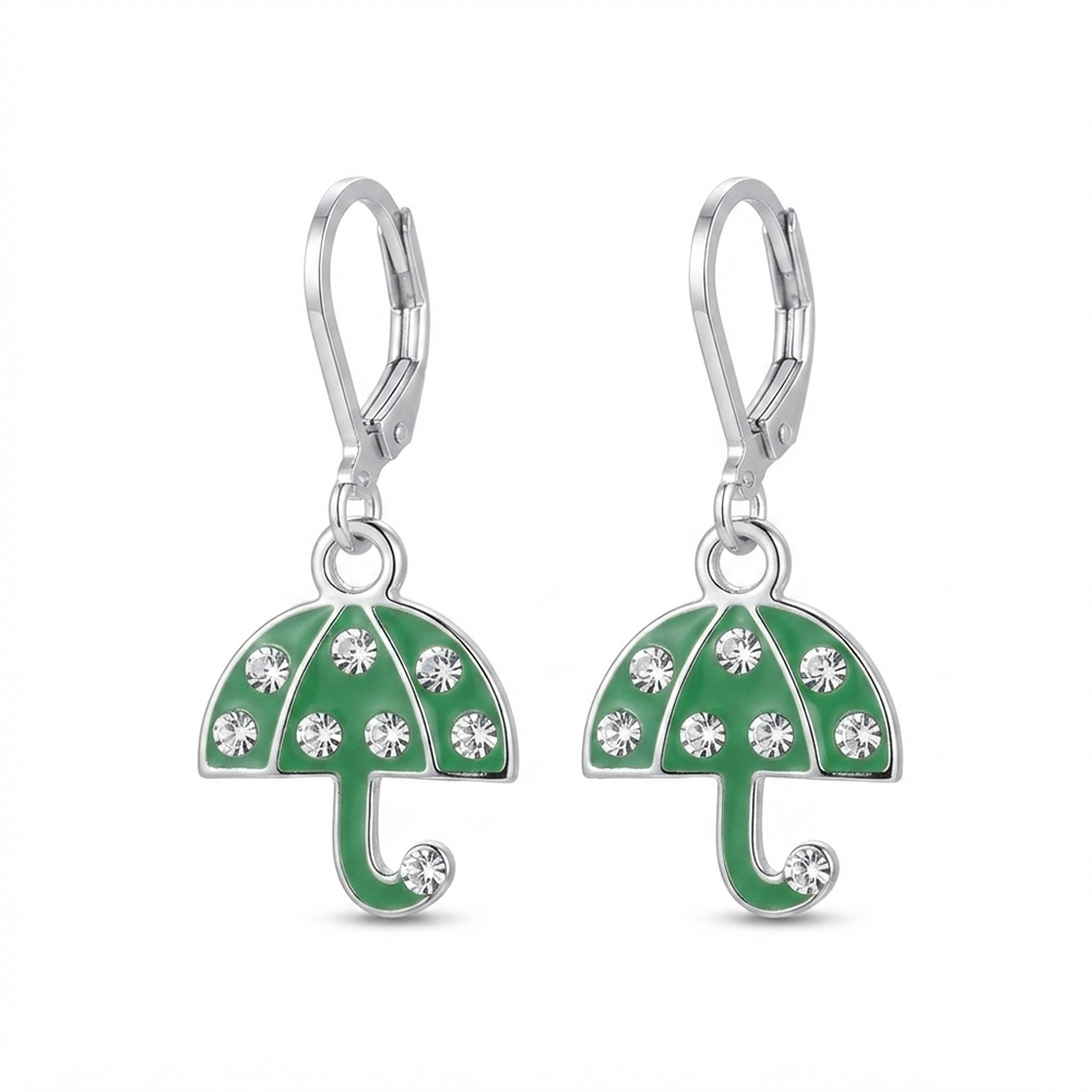 The99Jewel Elegant Jewellery Silver Plated Austrian Stone Umbrella Shape Earrings