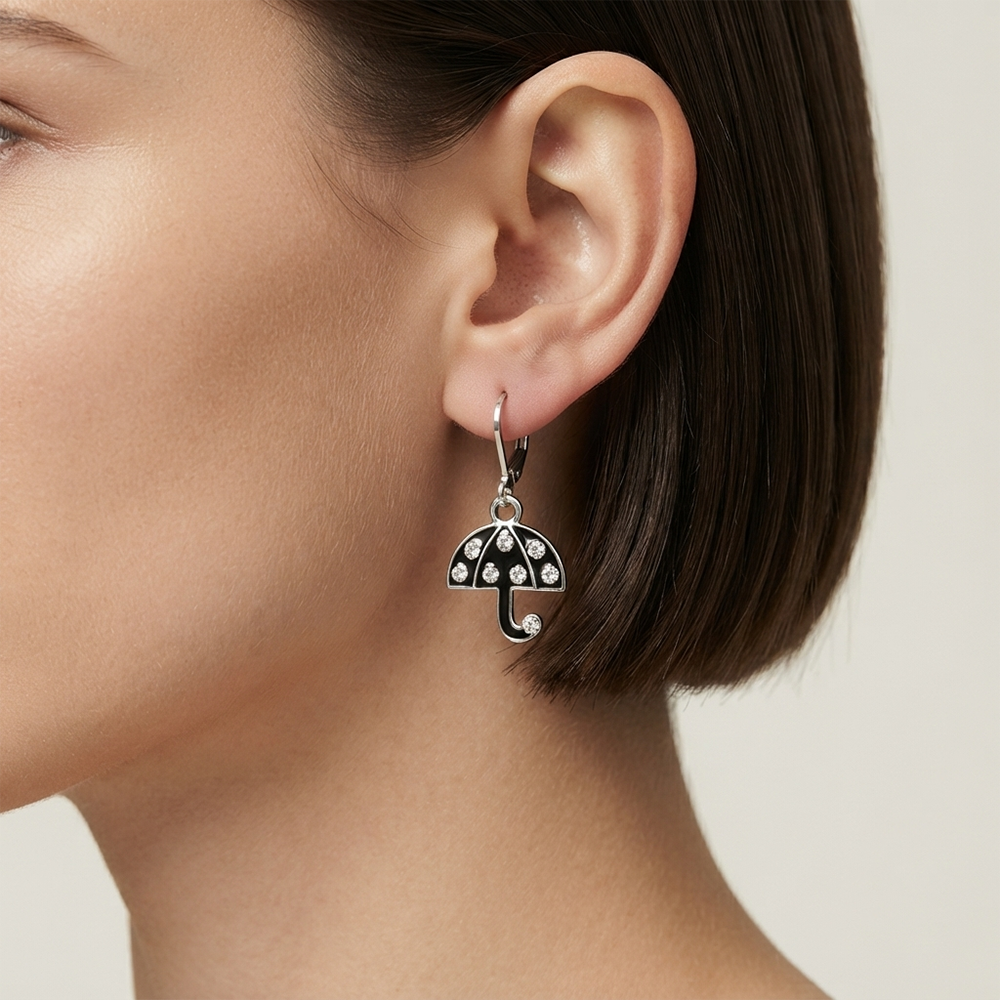 The99Jewel Elegant Jewellery Silver Plated Austrian Stone Umbrella Shape Earrings