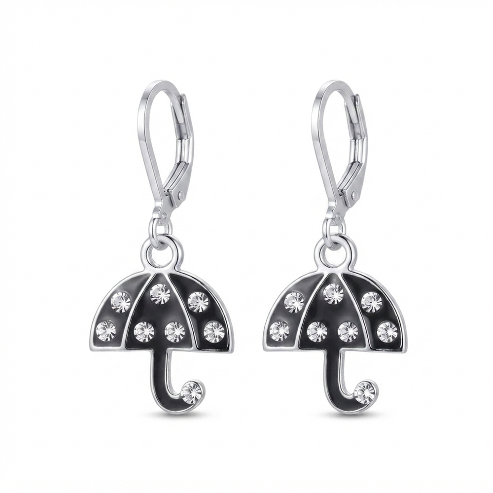The99Jewel Elegant Jewellery Silver Plated Austrian Stone Umbrella Shape Earrings