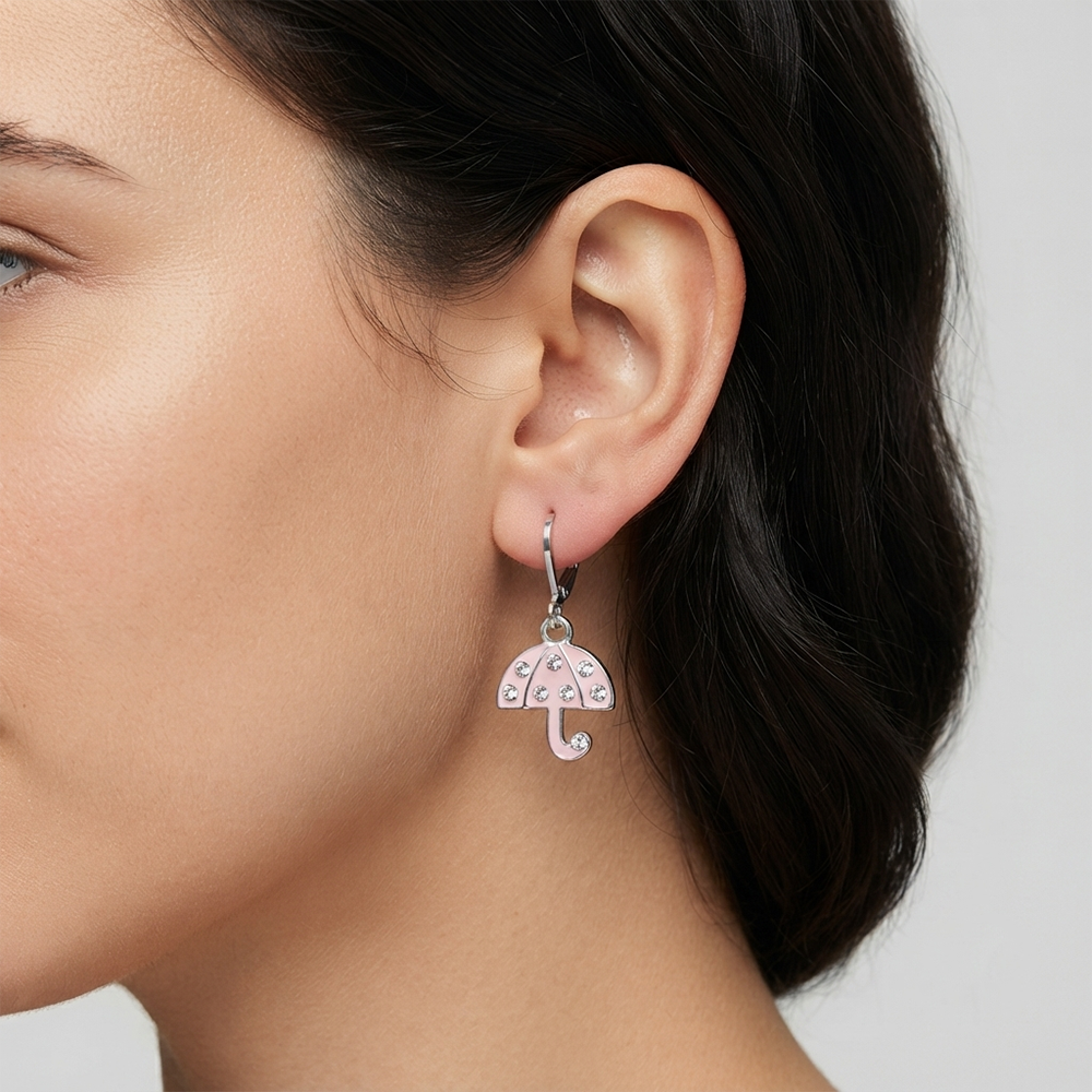The99Jewel Elegant Jewellery Silver Plated Austrian Stone Umbrella Shape Earrings