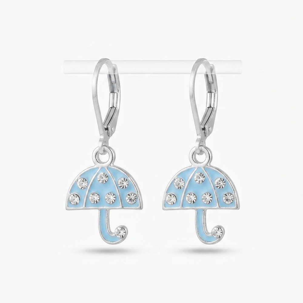 The99Jewel Elegant Jewellery Silver Plated Austrian Stone Umbrella Shape Earrings