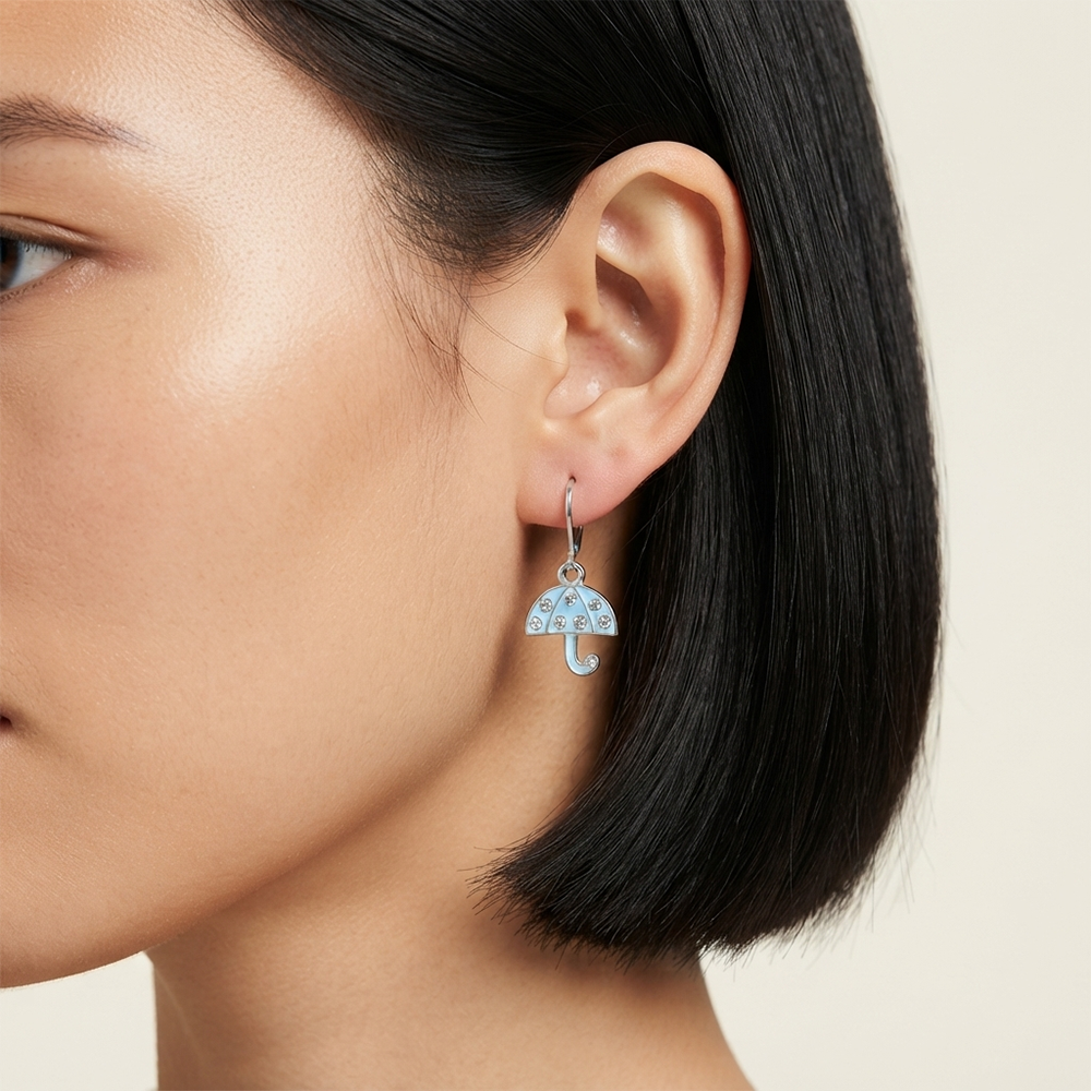 The99Jewel Elegant Jewellery Silver Plated Austrian Stone Umbrella Shape Earrings