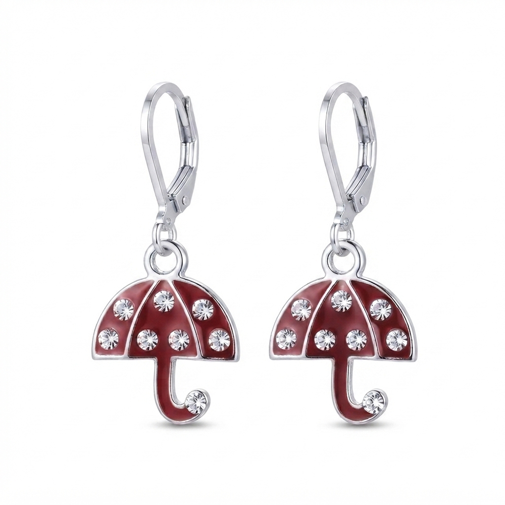 The99Jewel Elegant Jewellery Silver Plated Austrian Stone Umbrella Shape Earrings