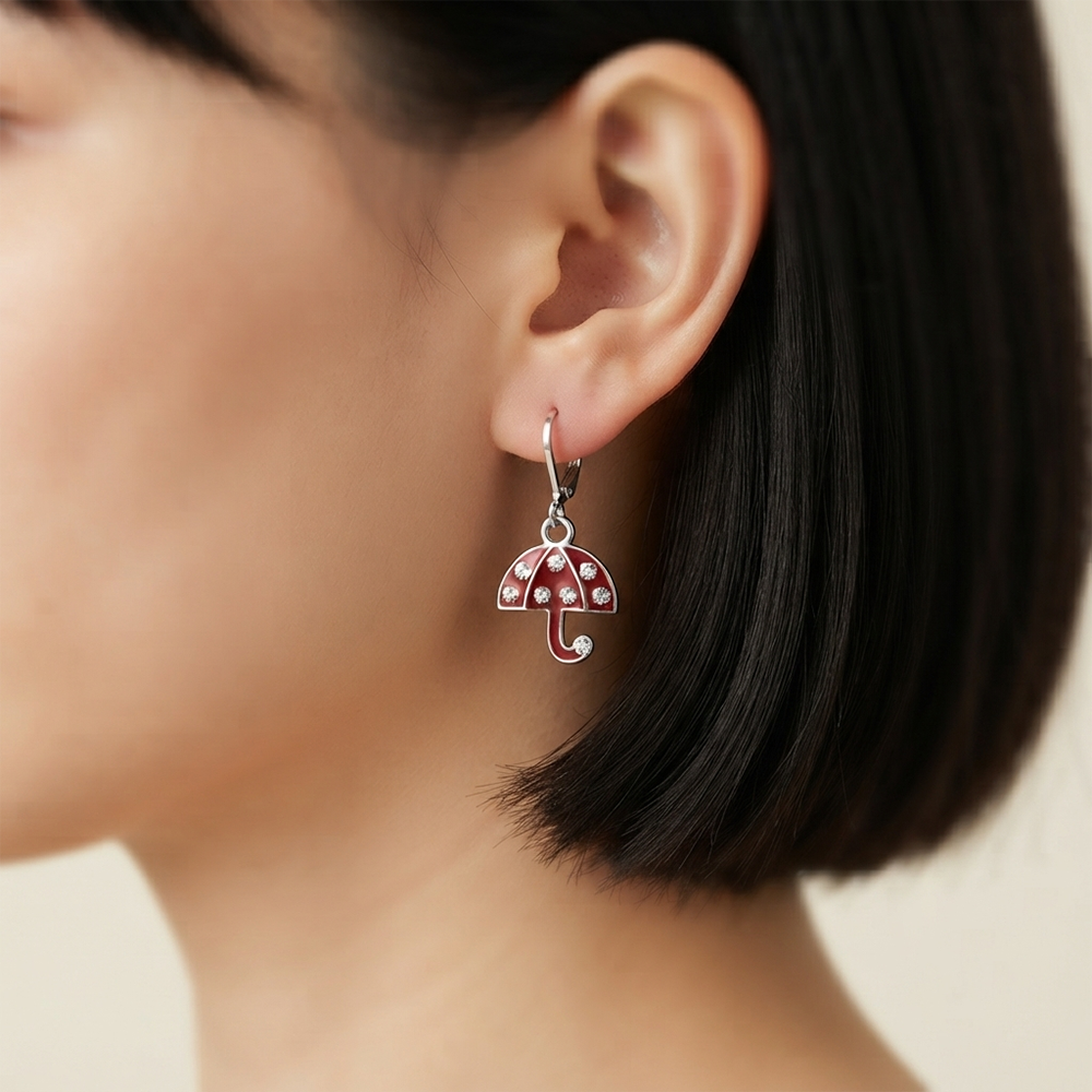 The99Jewel Elegant Jewellery Silver Plated Austrian Stone Umbrella Shape Earrings