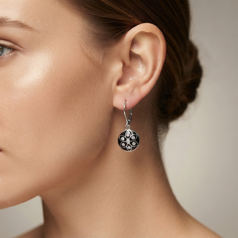 The99Jewel Chic Designer Silver Plated Austrian Stone Hoop Earrings for Party Wear