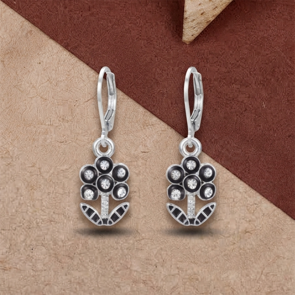 The99Jewel Elegant Silver Plated Austrian Stone Hoop Earrings 