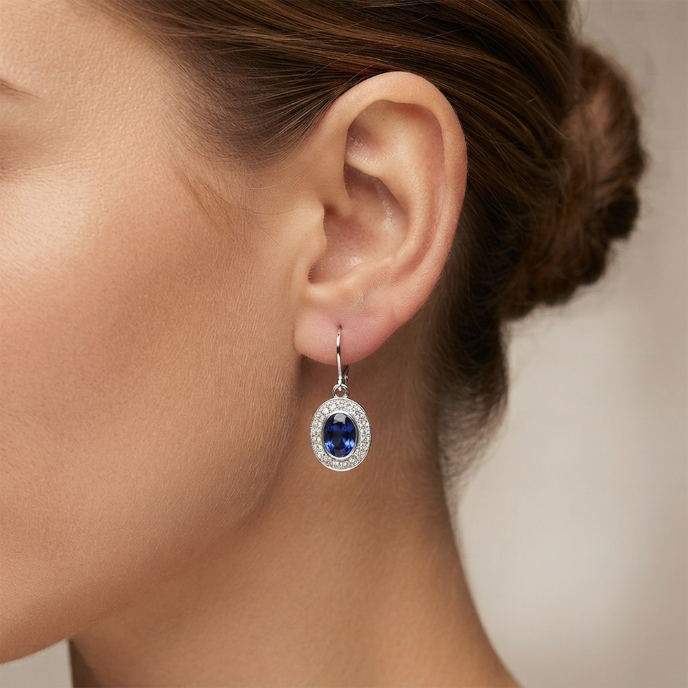 The99Jewel Sparkling Silver Plated Austrian Stone Fashion Hoop Earrings