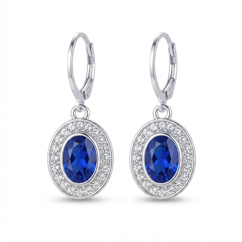 The99Jewel Sparkling Silver Plated Austrian Stone Fashion Hoop Earrings
