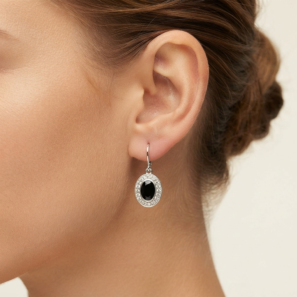 The99Jewel Sparkling Silver Plated Austrian Stone Fashion Hoop Earrings