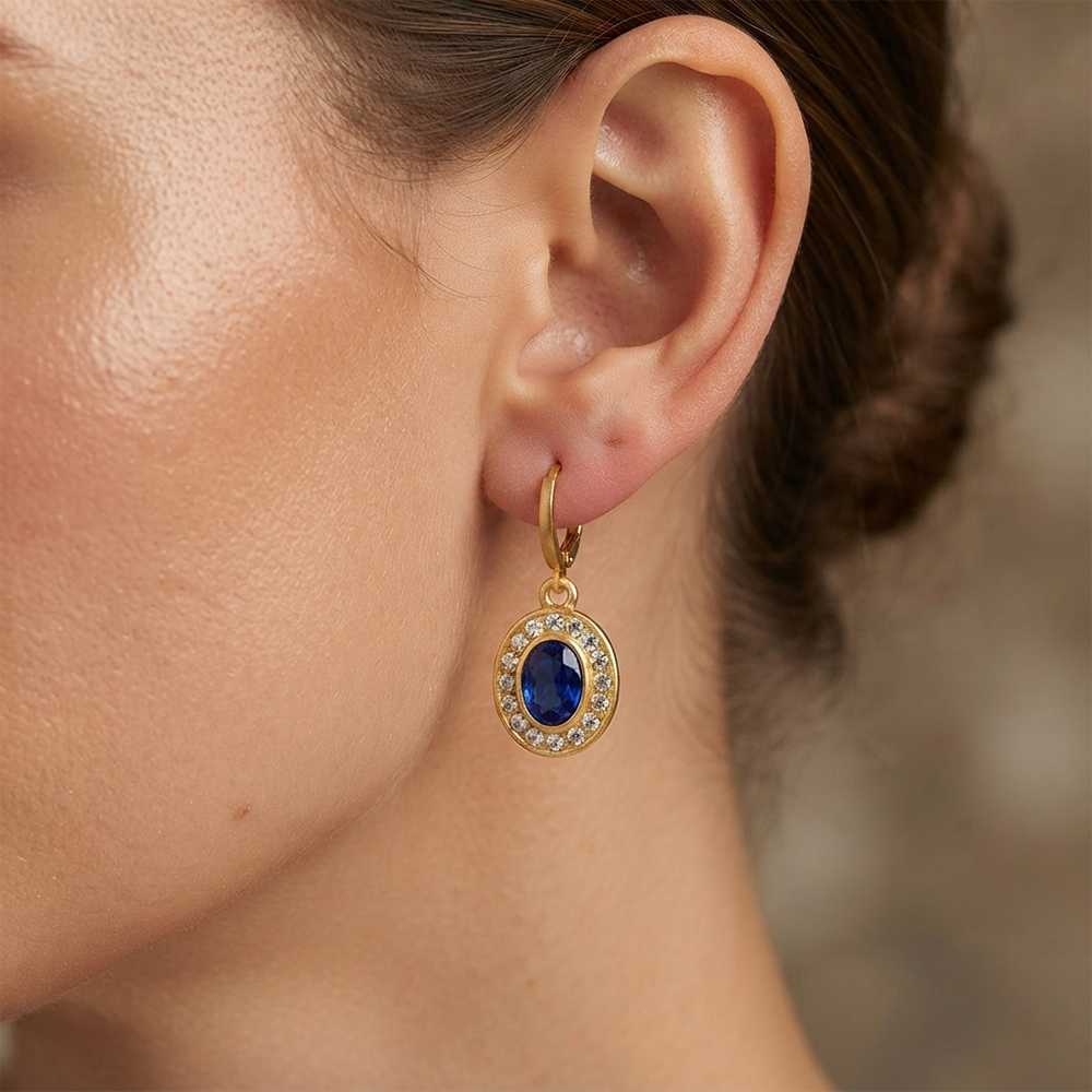 The99Jewel Glamorous Gold Plated Crystal and Austrian Stone Hoop Earrings