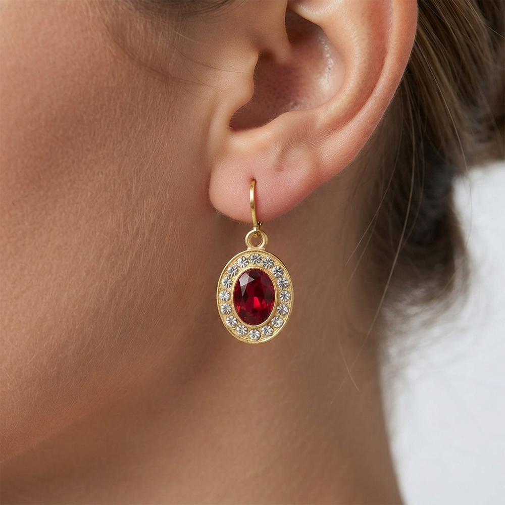 The99Jewel Glamorous Gold Plated Crystal and Austrian Stone Hoop Earrings