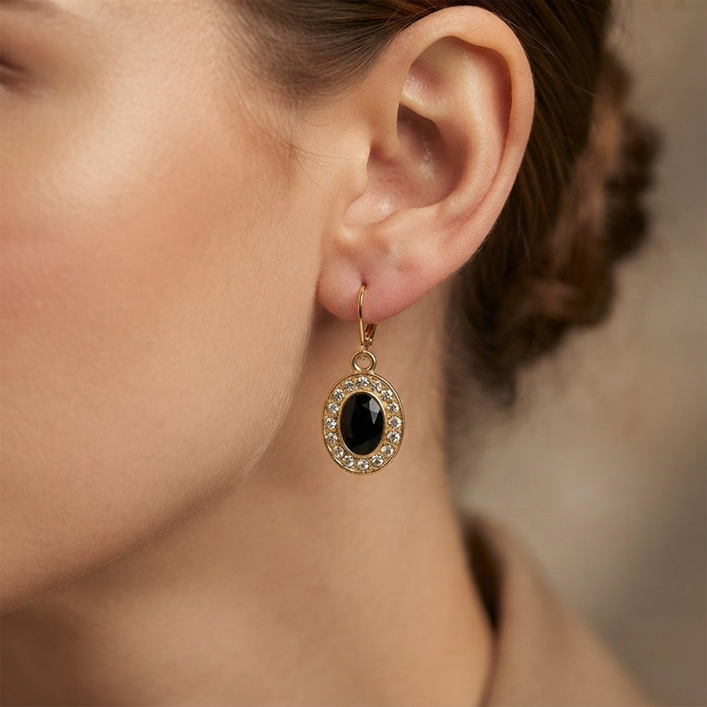 The99Jewel Glamorous Gold Plated Crystal and Austrian Stone Hoop Earrings