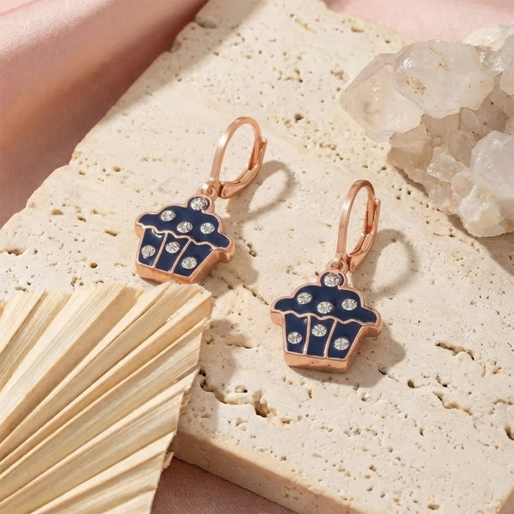 The99Jewel Cute Rose Gold Plated CupCake Shape Hoop Earrings