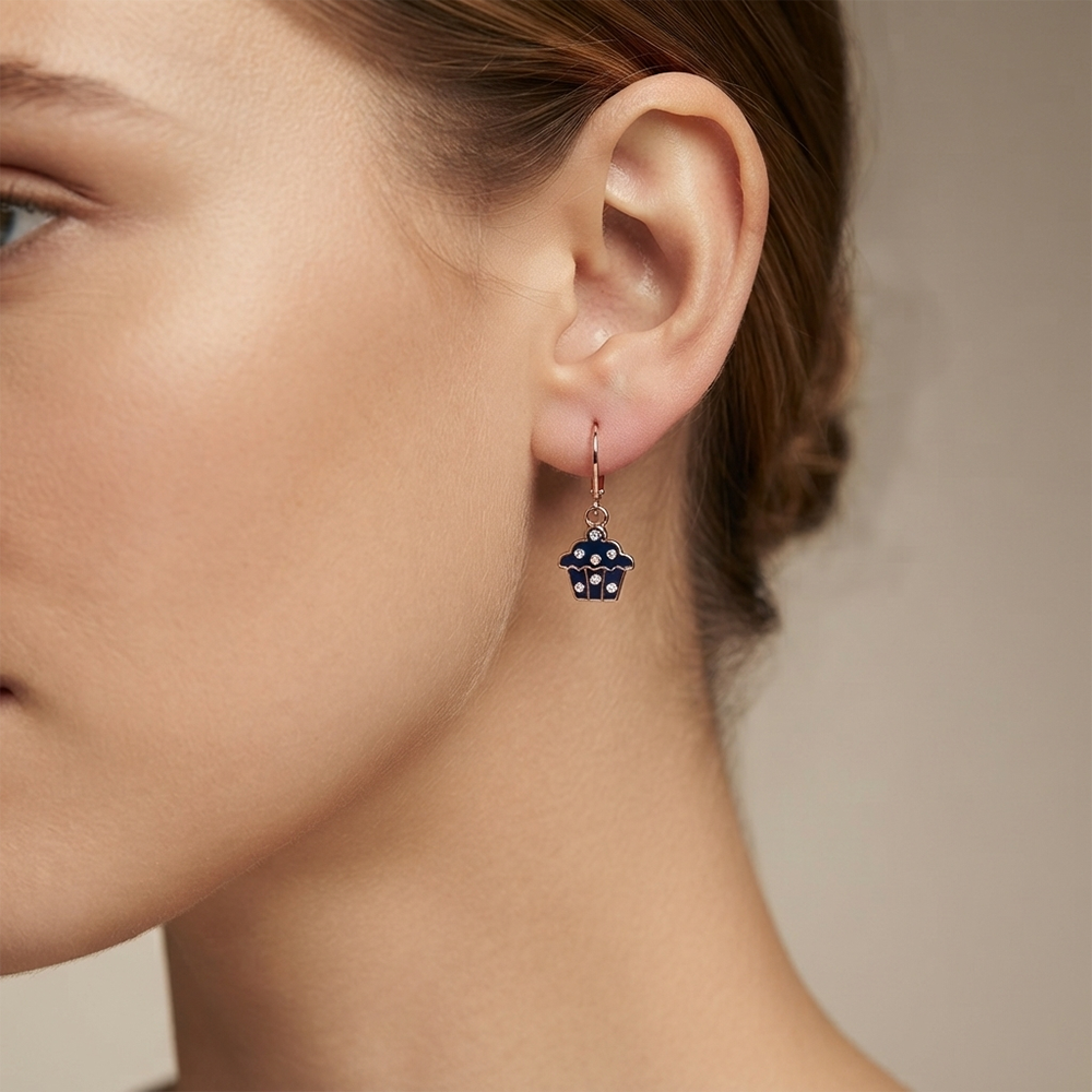 The99Jewel Cute Rose Gold Plated CupCake Shape Hoop Earrings