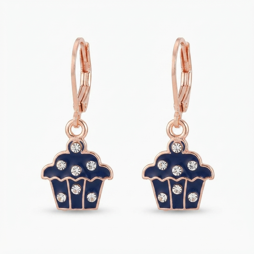 The99Jewel Cute Rose Gold Plated CupCake Shape Hoop Earrings