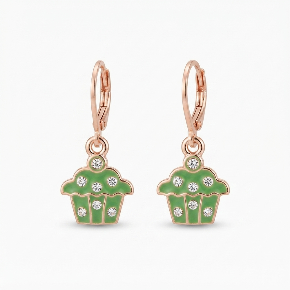 The99Jewel Cute Rose Gold Plated CupCake Shape Hoop Earrings