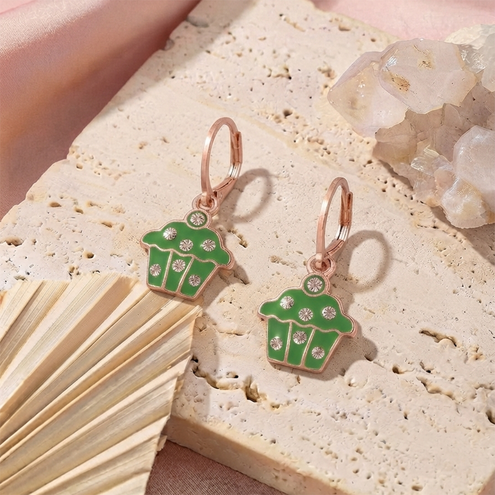 The99Jewel Cute Rose Gold Plated CupCake Shape Hoop Earrings