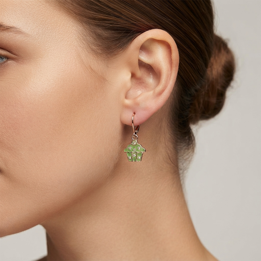 The99Jewel Cute Rose Gold Plated CupCake Shape Hoop Earrings