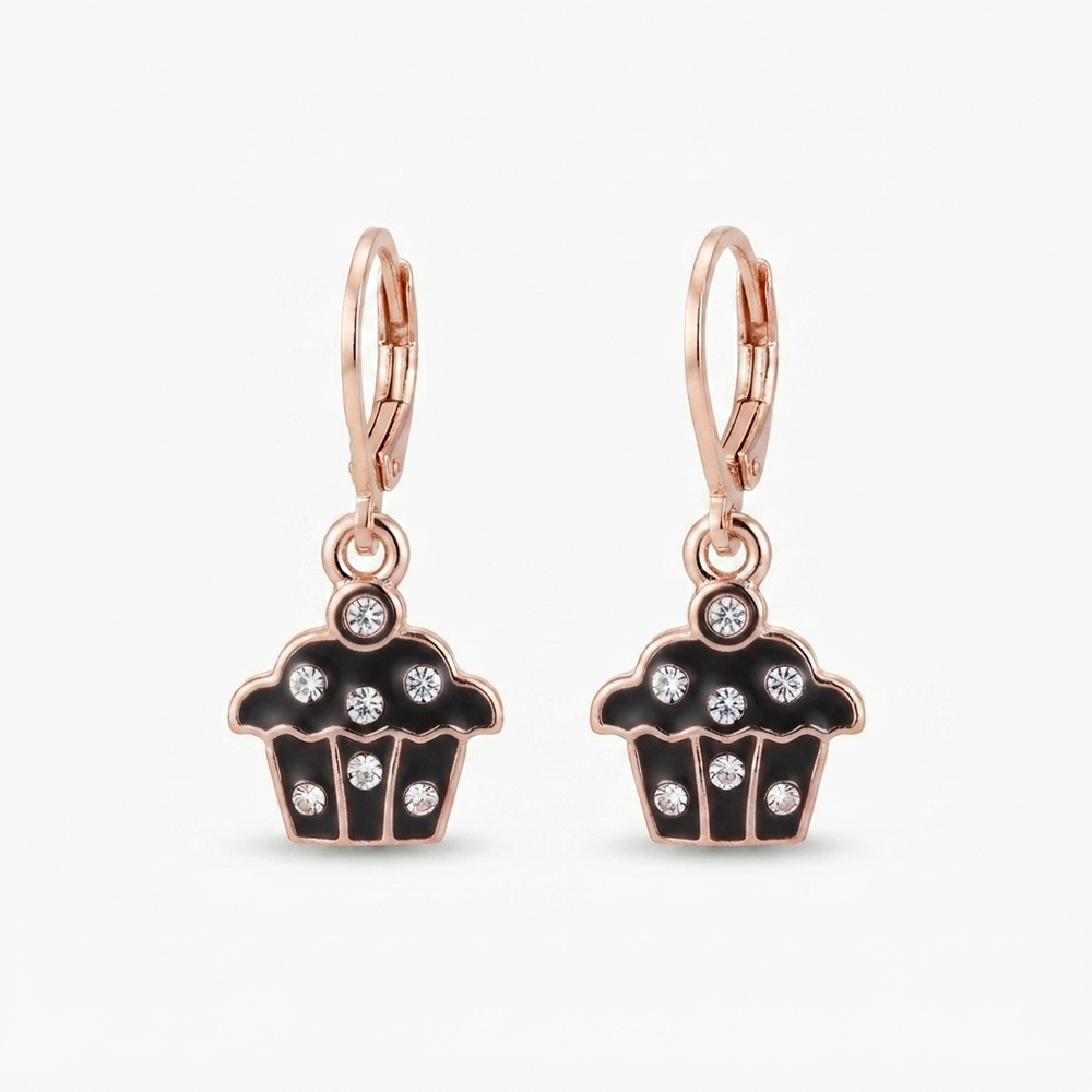The99Jewel Cute Rose Gold Plated CupCake Shape Hoop Earrings