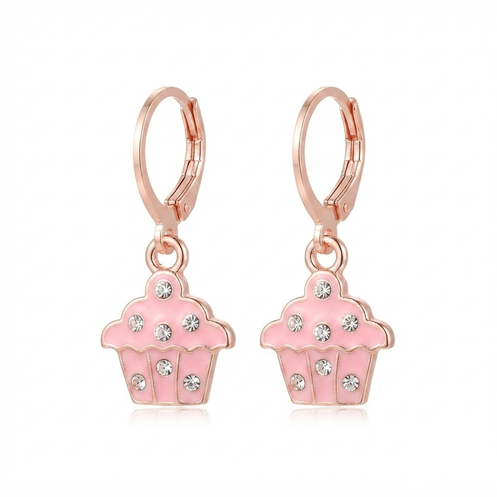 The99Jewel Cute Rose Gold Plated CupCake Shape Hoop Earrings