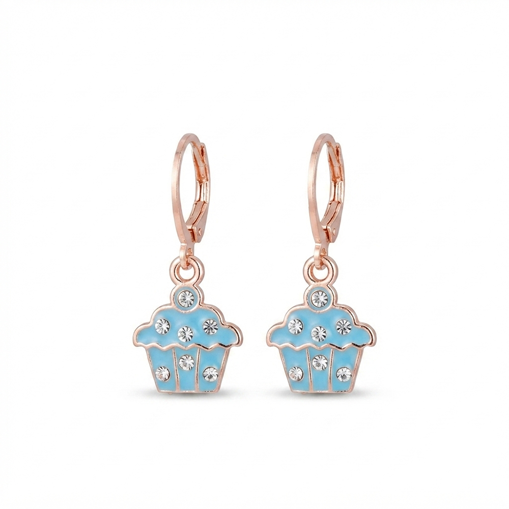 The99Jewel Cute Rose Gold Plated CupCake Shape Hoop Earrings