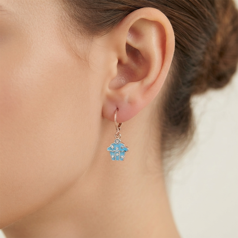 The99Jewel Cute Rose Gold Plated CupCake Shape Hoop Earrings