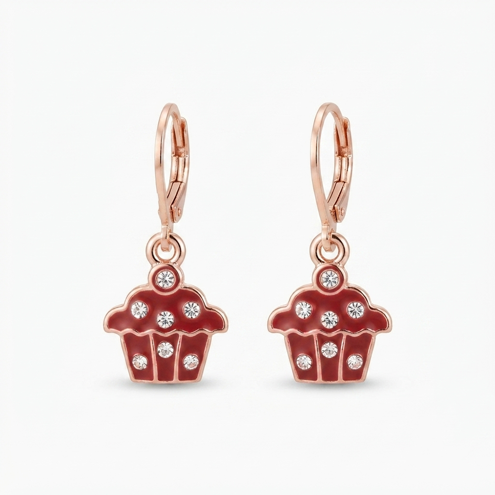 The99Jewel Cute Rose Gold Plated CupCake Shape Hoop Earrings