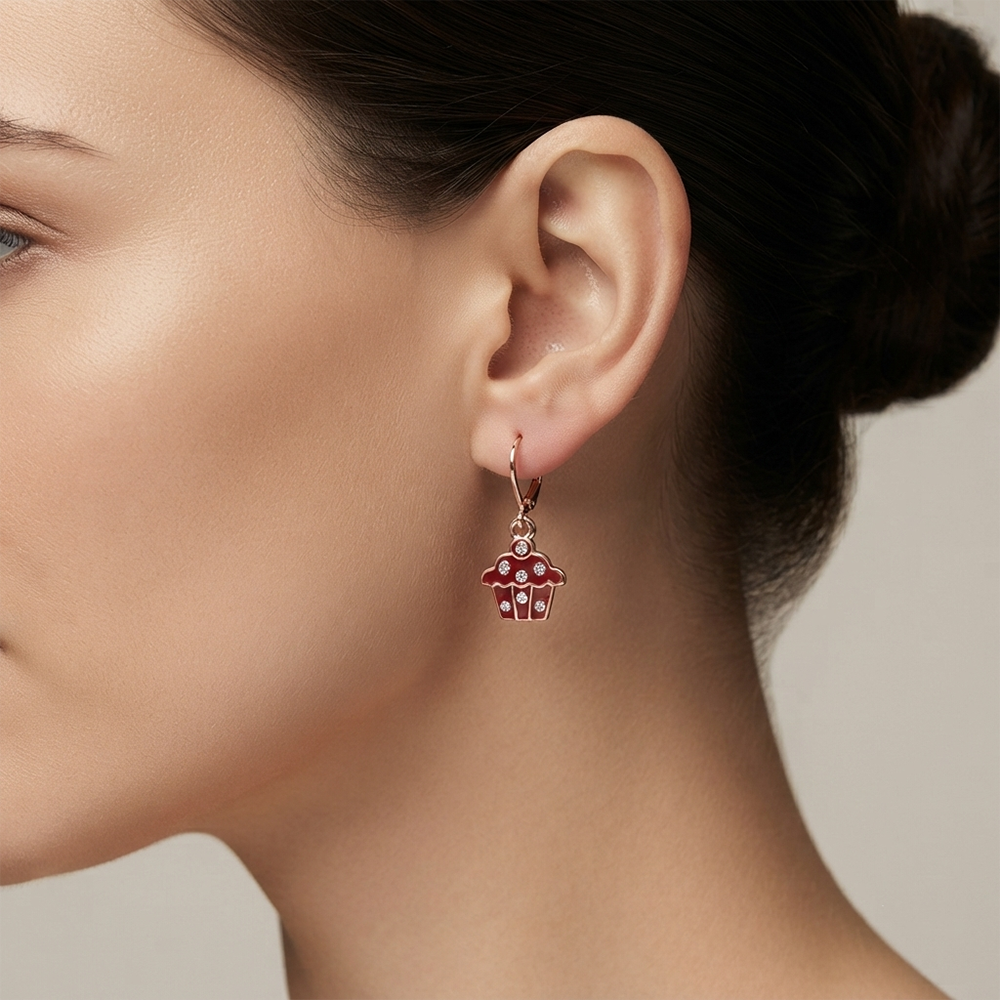 The99Jewel Cute Rose Gold Plated CupCake Shape Hoop Earrings