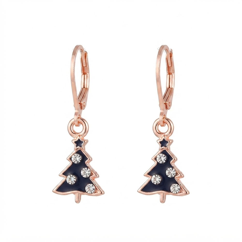 The99Jewel Rose Gold Plated Austrian Stone Christmas Tree Hoop Earrings for Women