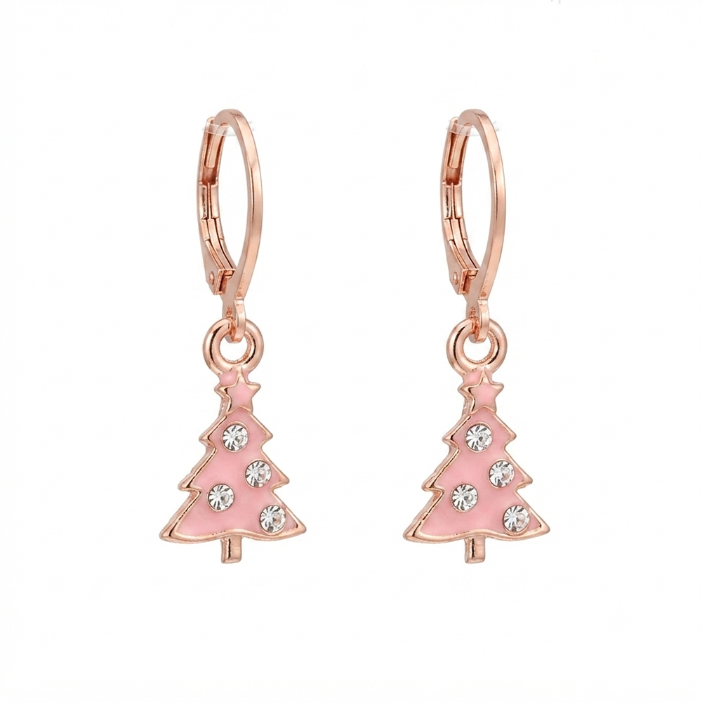 The99Jewel Rose Gold Plated Austrian Stone Christmas Tree Hoop Earrings for Women