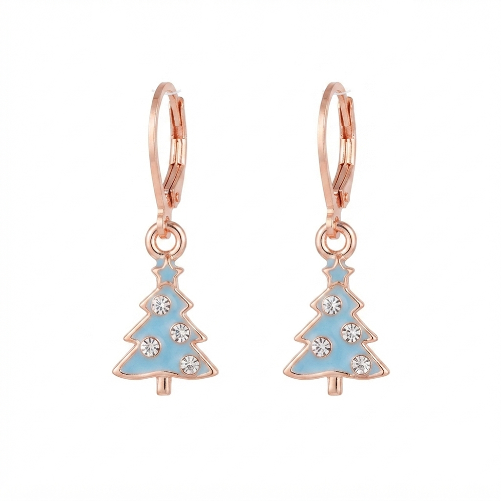 The99Jewel Rose Gold Plated Austrian Stone Christmas Tree Hoop Earrings for Women