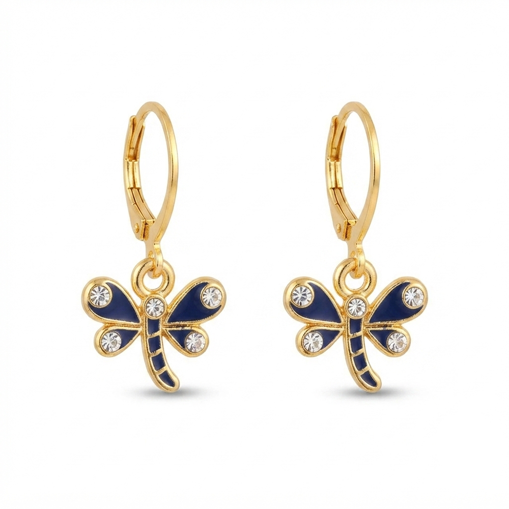 The99Jewel Dazzling Gold Plated DragonFly Shape Hoop Earrings