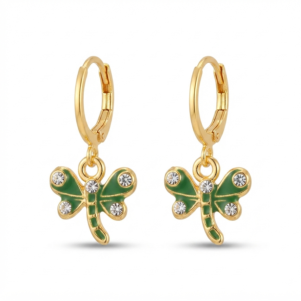 The99Jewel Dazzling Gold Plated DragonFly Shape Hoop Earrings