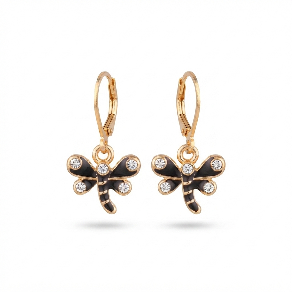 The99Jewel Dazzling Gold Plated DragonFly Shape Hoop Earrings