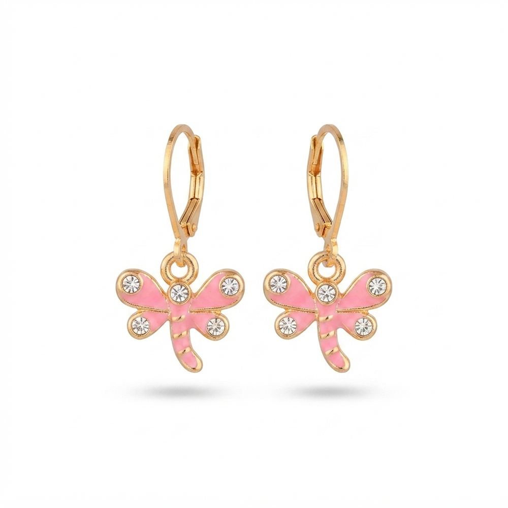 The99Jewel Dazzling Gold Plated DragonFly Shape Hoop Earrings