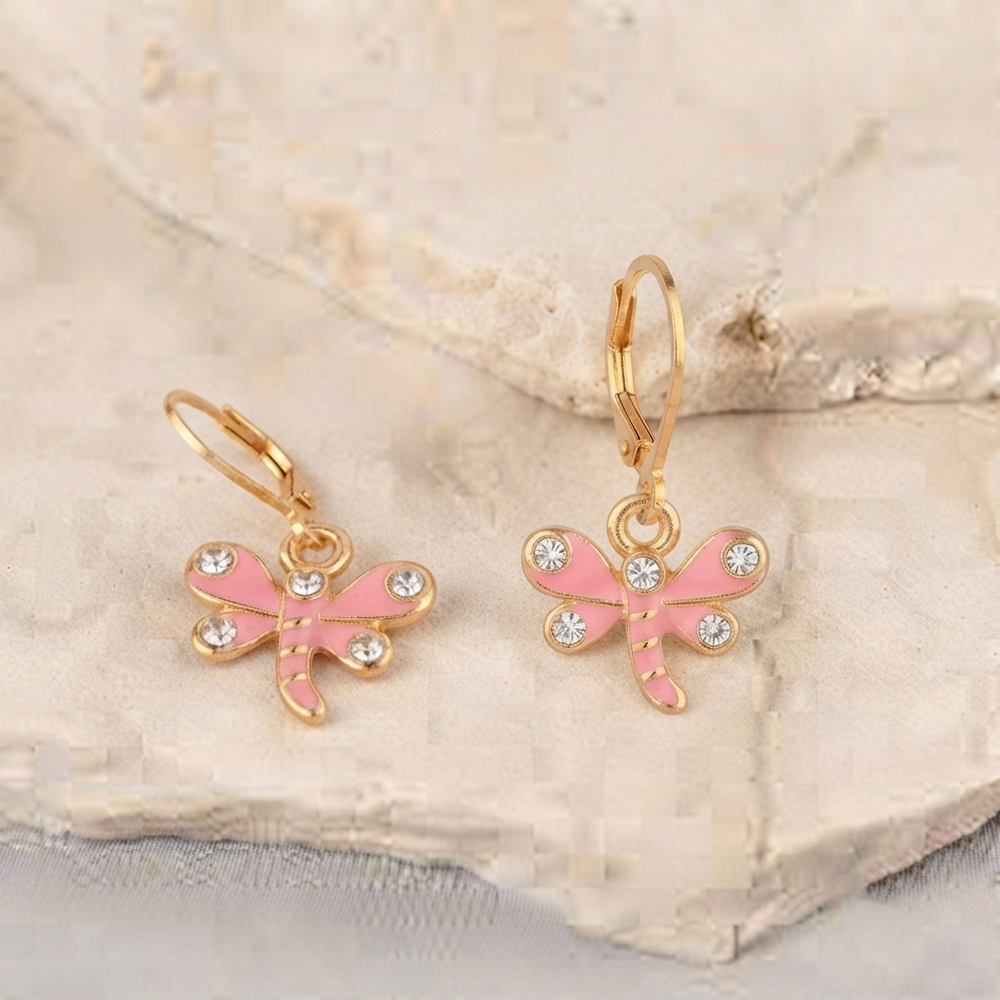 The99Jewel Dazzling Gold Plated DragonFly Shape Hoop Earrings