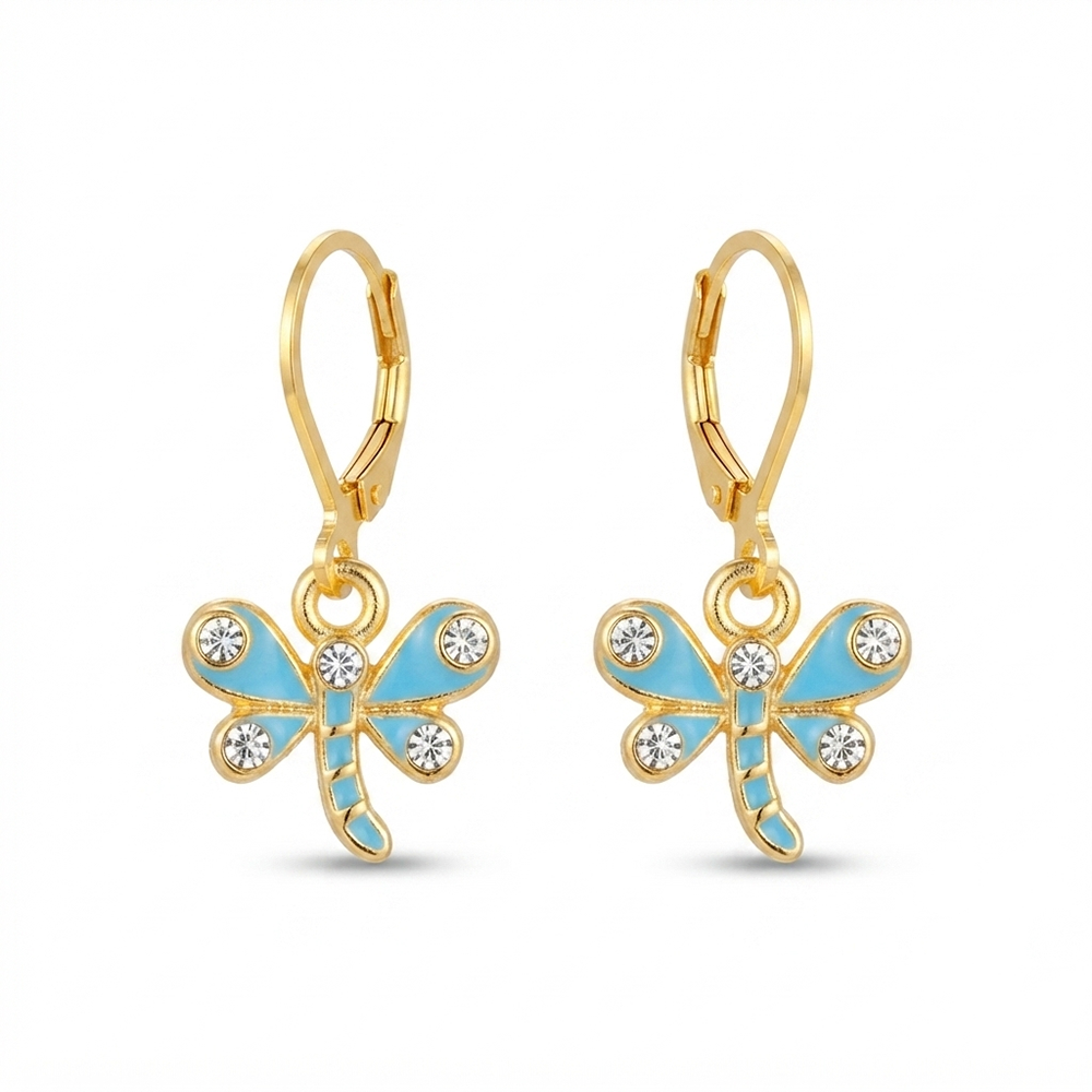 The99Jewel Dazzling Gold Plated DragonFly Shape Hoop Earrings