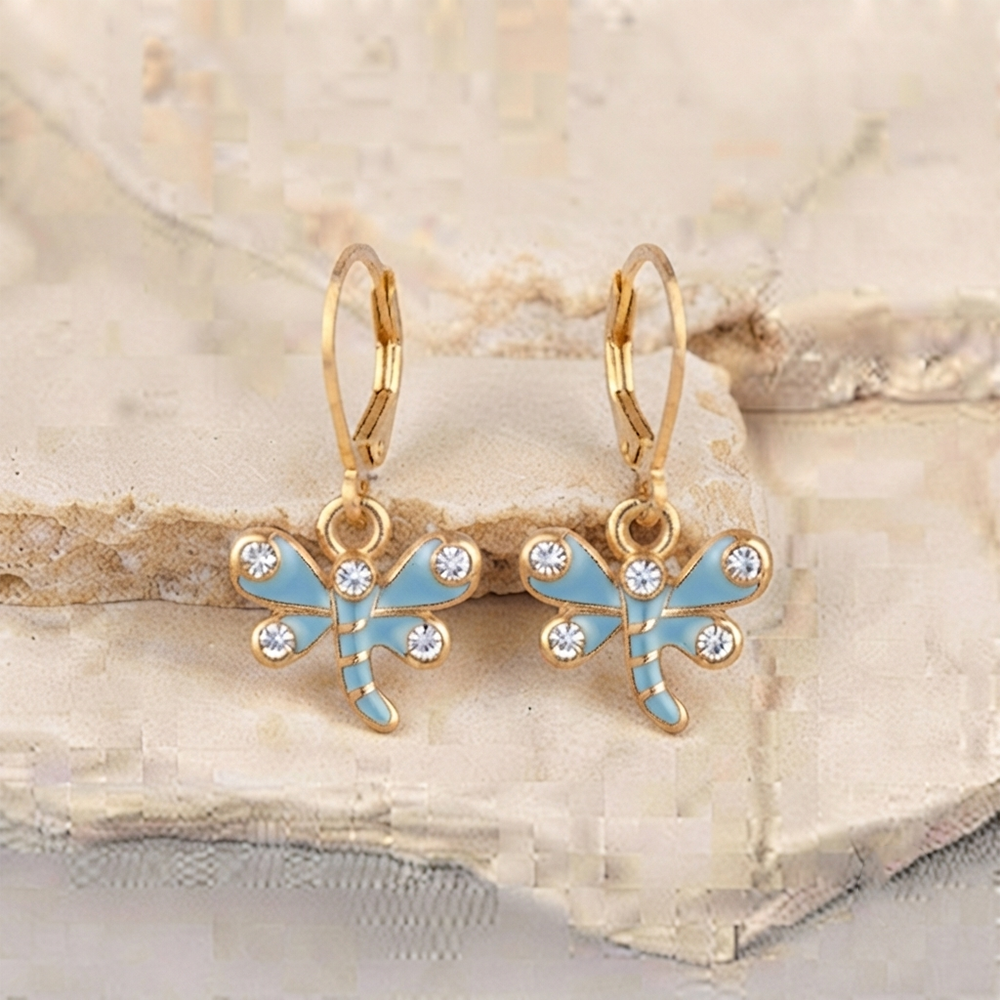The99Jewel Dazzling Gold Plated DragonFly Shape Hoop Earrings