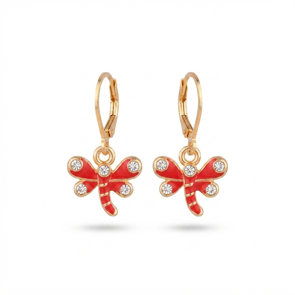 The99Jewel Dazzling Gold Plated DragonFly Shape Hoop Earrings